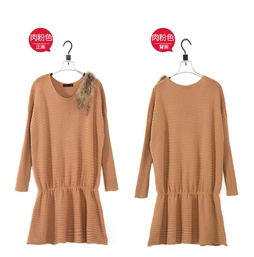 “韓版時尚新風尚 EPIN11 億品新款貂子毛裝飾松緊收腰毛衣針織衫”