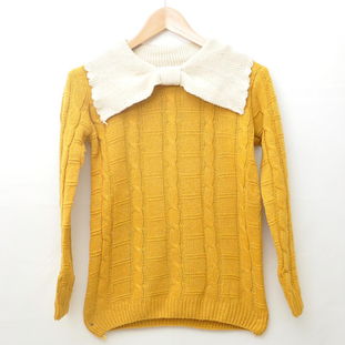 2012秋冬女裝潮流 日系甜美復古風，大蝴蝶結翻領針織衫點亮衣櫥